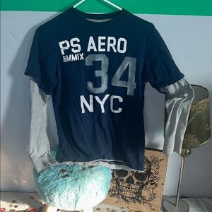 Aero Kids Navy and Gray Long Sleeve Shirt